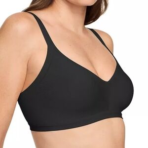 Warner's Easy Does It Wireless Bra Black M Seamless Stretch Underarm Smoothing